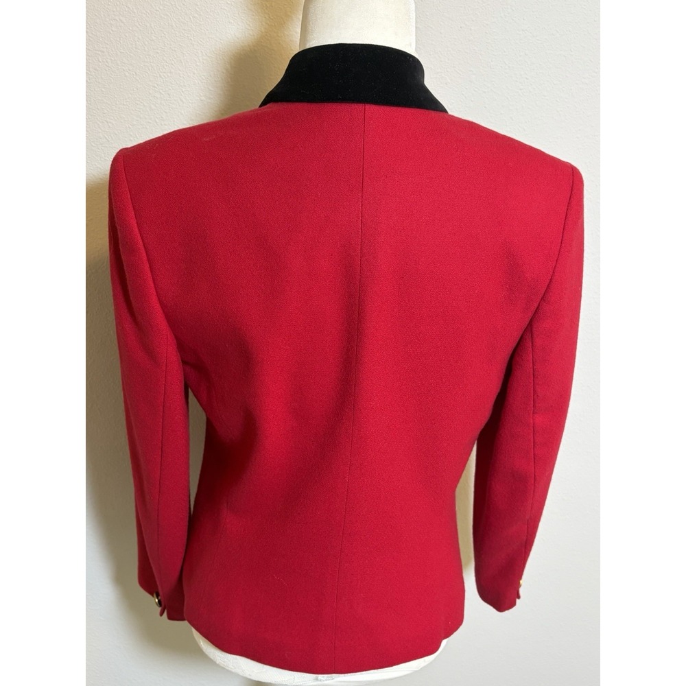 Vtg Pendleton Red Virgin Wool Riding Jacket~Sz 8~Velvet Collar Tailored Luxury - Picture 6 of 16